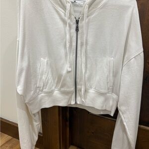 Women's White Zip-Up Hoodie Jacket